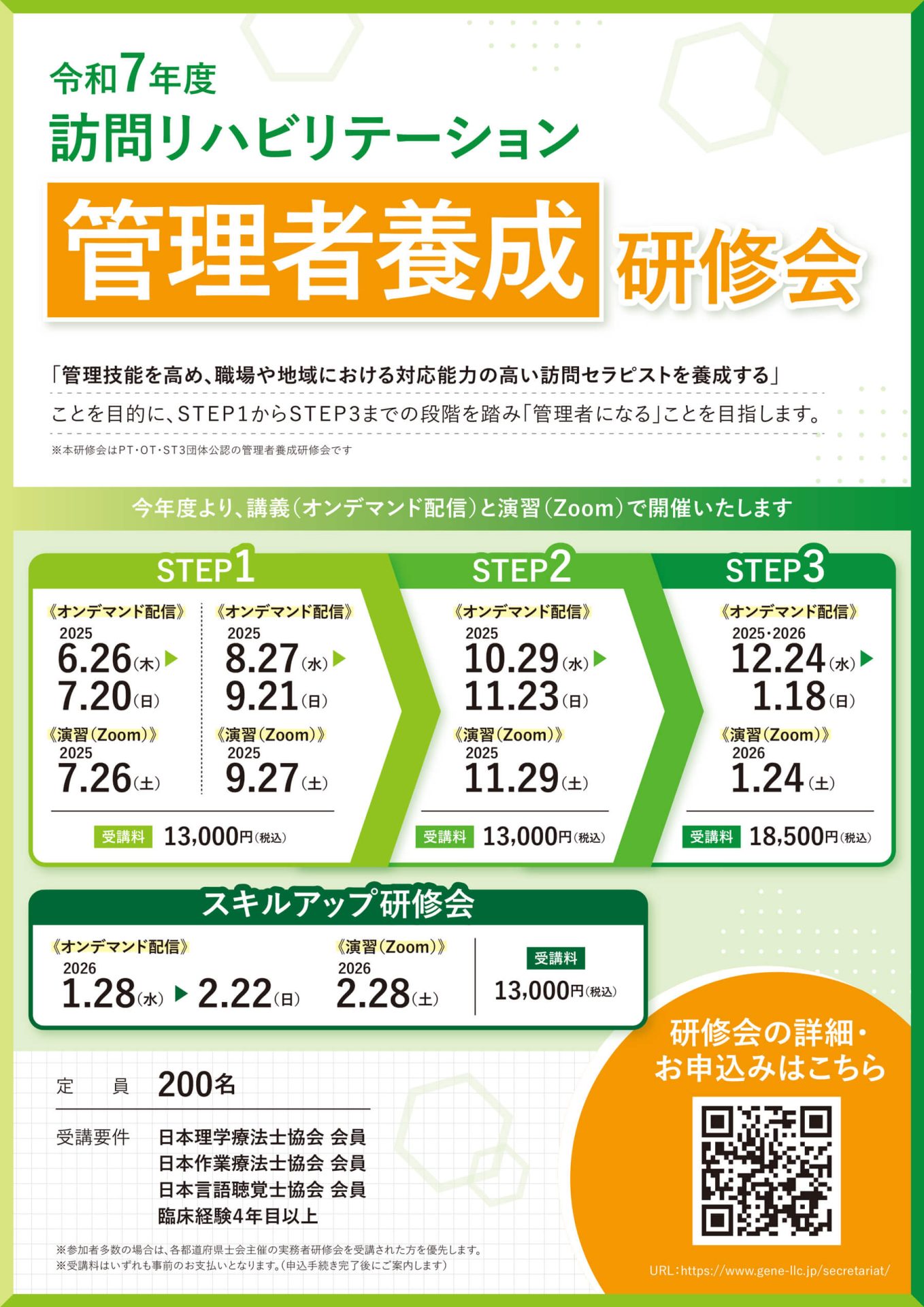 訪問リハビリテーション管理者養成研修会STEP1開催のご案内の詳細１