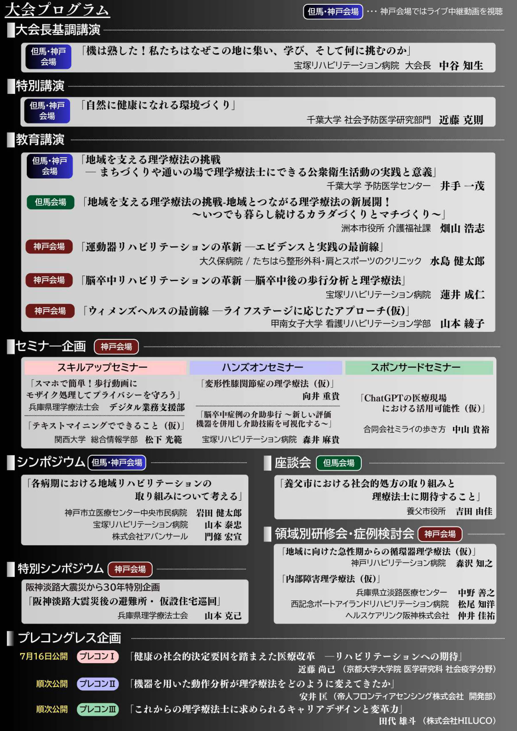第36回　兵庫県理学療法学術大会の大会プログラム
